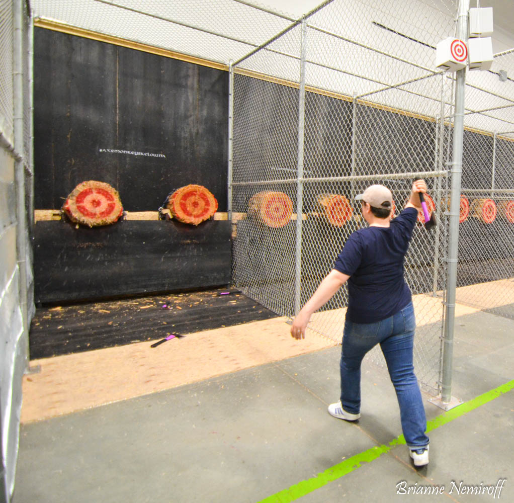 Brianne Nemiroff axe throwing at Axe Monkeys in Kelowna