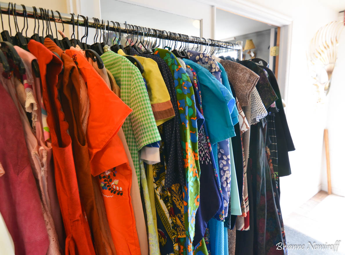 A rack of vintage dresses at Copperhive Vintage in Salt Lake City