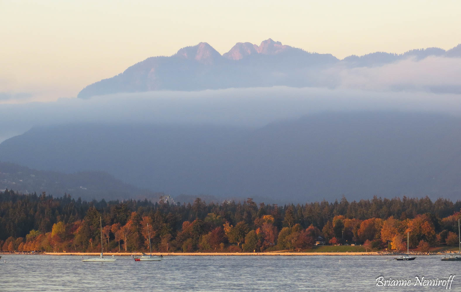 view of North Vancouver and Stanley Park in the fall of Vancouver