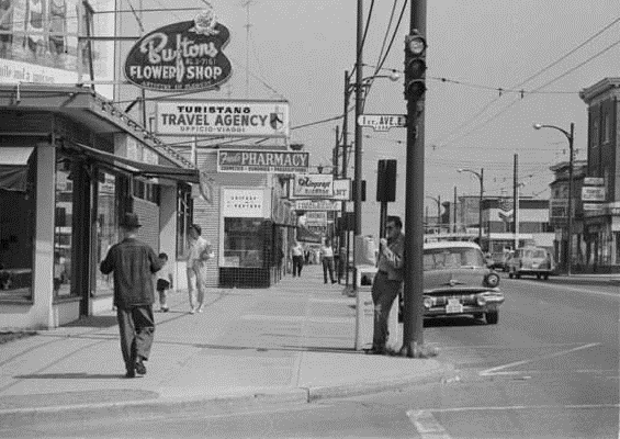 corner of Commerical and 1st Avenue in Vancouver, BC 1967 - Ben's Vegan Vancouver - It's Bree and Ben