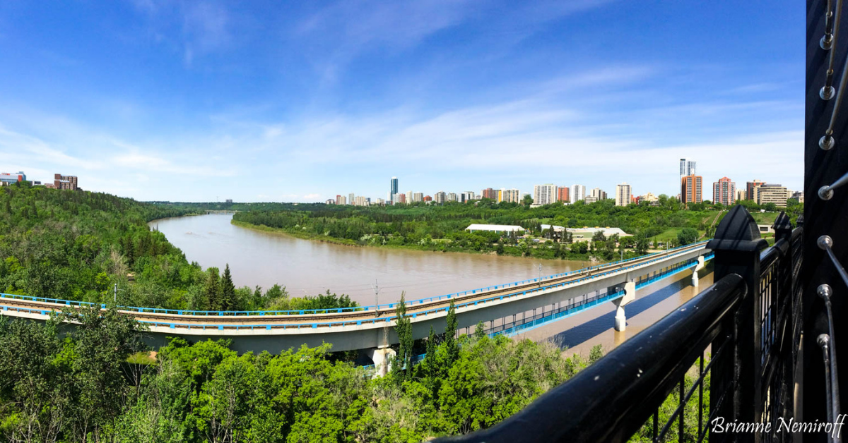 A view of River Valley Victoria and Oliver neighborhood in Edmonton from Dudley B Menzies Bridge