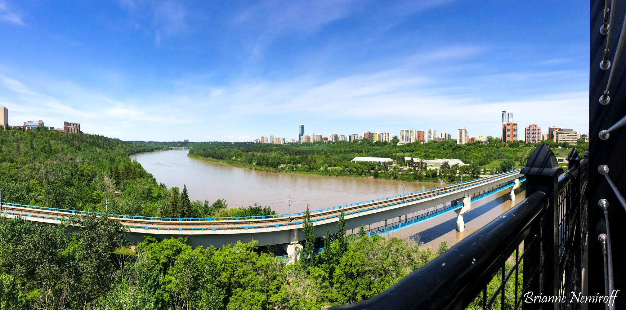 A view of River Valley Victoria and Oliver neighborhood in Edmonton from Dudley B Menzies Bridge