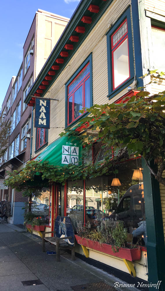 the exterior of The Naam in Kistilano, Vancouver - Ben's Vegan Vancouver - It's Bree and Ben - vegan business