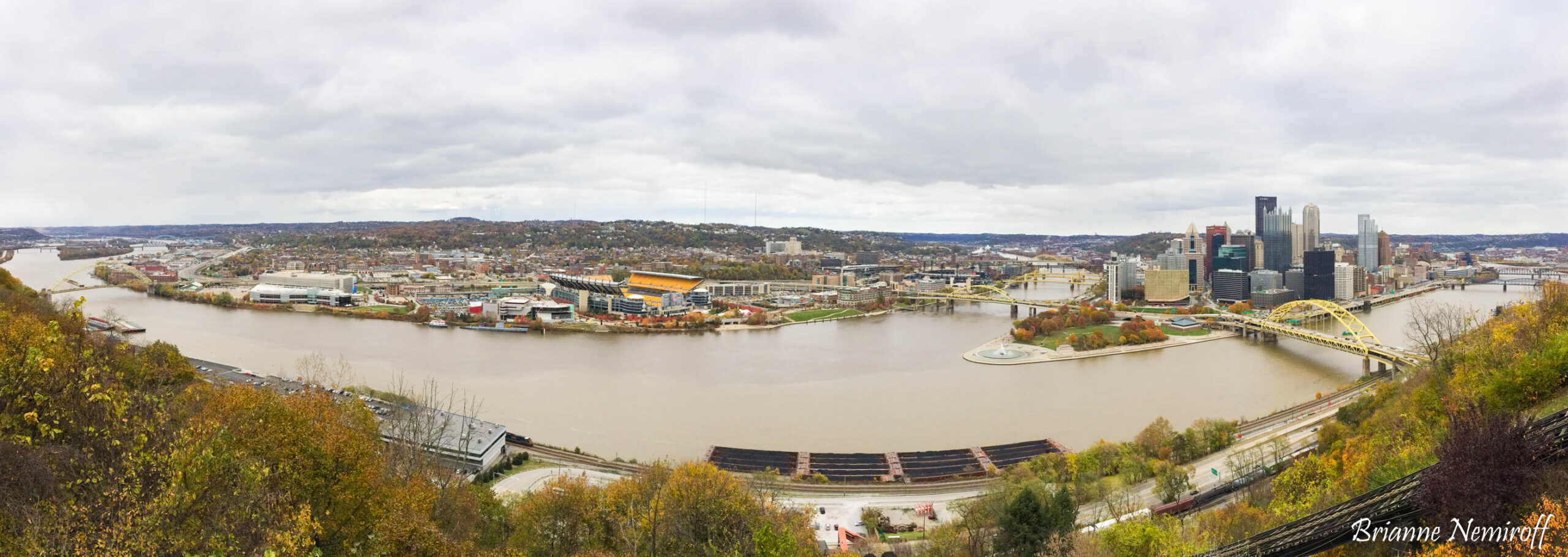 A panoramic view of the Pittsburgh skyline from the Duquesne Incline